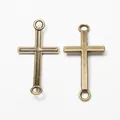 Vintage bronze zinc alloy cross pendants for DIY jewelry making from front and back view - Antique Bronze