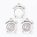 Vintage 8mm clock charms in zinc alloy for DIY jewelry pendants with smooth base - Antique Silver