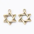 Pair of antique bronze hexagonal star pendants in zinc alloy for DIY jewelry making - Antique Bronze