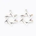 Vintage silver hexagon star pendants in zinc alloy for DIY jewelry making accessories - Antique Silver