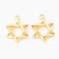 Set of two gold hexagonal Star of David pendants for DIY jewelry making accessories - Gold