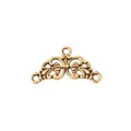 Macro detail of vintage bronze flower connector with three hanging holes for jewelry DIY - Antique Gold