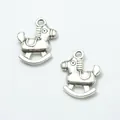 Retro silver alloy rocking horse charms for DIY jewelry making and craft pendants - Antique Silver