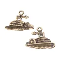 Paar vintage bronzen zeilboot hangers van legering voor doe-het-zelf sieraden - Antiek Brons