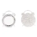 Anhänger-Basis im Retro-Wecker-Design, 20mm rund, Altsilber-Finish für DIY-Schmuck - Antiksilber