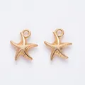 Detail of vintage starfish alloy charms with textured finish for DIY jewelry making - KC Gold