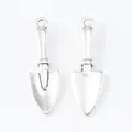 Vintage silver zinc alloy shovel charms for DIY jewelry making with front and back views - Antique Silver