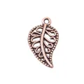 Pendentif feuille vintage en alliage de bronze ajouré pour la création de bijoux DIY - Cuivre rouge antique