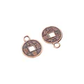 Detail of vintage bronze coin pendants with Xianfeng characters for DIY jewelry making - Antique Red Copper