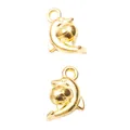 Gouden dolfijn hangers voor DIY sieraden maken, springende dolfijn met een bal-design - Goud