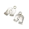 Retro silver alloy glove pendants with top hanging loops for DIY jewelry making - Antique Silver