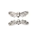 Vintage silver alloy wing beads for DIY jewelry making with embossed swirl textures - Antique Silver