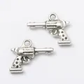Retro zinc alloy mini revolver handgun charms for DIY jewelry making in vintage silver - Antique Silver
