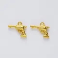 Set of two gold alloy revolver pistol pendants for DIY jewelry making and crafts - Gold