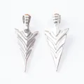 Vintage silver arrow pendant set with geometric tribal texture and ring bail for DIY jewelry - Antique Silver