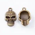 Vintage bronze skull head pendant for DIY jewelry making with retro antique finish - Antique Bronze