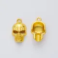 Golden skull pendants for DIY jewelry making with realistic facial details and top loops - Gold