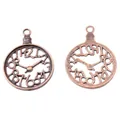 Macro shot of vintage bronze clock pendants with hollow design for DIY jewelry making - Antique Red Copper