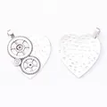 Steampunk heart pendant with gear details in antique silver alloy for DIY jewelry - Antique Silver