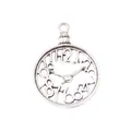 Vintage style hollow clock pendant in antique silver alloy for DIY jewelry making - Antique Silver