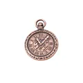 Macro detail of retro bronze alloy clock pendant with embossed Roman numerals for DIY jewelry - Antique Red Copper
