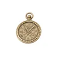 Vintage bronze alloy clock pendant with Roman numerals and decorative filigree design - Antique Bronze