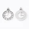 Vintage silver clock charm pendants for DIY jewelry making with numeric dial details - Antique Silver