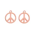 Dettaglio di ciondoli con simbolo della pace in oro rosa con design cavo e finitura lucida - Ciondolo Segno della Pace / Oro rosa