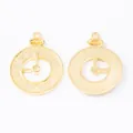 Pair of vintage gold clock charms with numeric scales and striped back for DIY jewelry - Gold