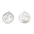 Vintage silver zinc alloy pendant featuring Alexander the Great embossed relief design - 27*23 / Antique Silver