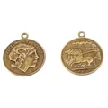 Vintage zinc alloy Alexander the Great coin pendant with embossed relief for DIY jewelry - 27*23 / Antique Bronze