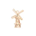 Polished gold metal windmill charm pendant with textured blades and circular hanging loop - Gold