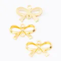 Golden zinc alloy bow charm with double loops for DIY jewelry making and craft projects - Gold