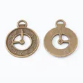 Vintage bronze alloy clock pendant charm with Roman numerals for DIY jewelry making - Antique Bronze
