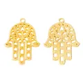 Golden alloy Hamsa Hand pendants with intricate filigree details for DIY jewelry making - Gold