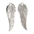 Pair of antique silver wing charms with detailed feather texture for DIY jewelry making - Antique Silver