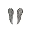 Macro view of detailed feather texture on antique silver wing pendants for DIY jewelry - Gun Black