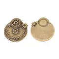 Steampunk bronze gear pendant with numeric scale showing front and back views - Antique Bronze