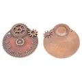 Vintage steampunk bronze clock gear pendants with industrial clock face numerals - Antique Red Copper