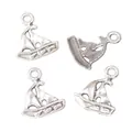 Set van vier vintage gelegeerde zeilbootbedeltjes voor DIY-sieraden en handwerk - Antiek Zilver
