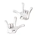 Vintage silver alloy hand gesture pendants with I Love You engraving for DIY jewelry - Antique Silver