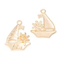Set van twee vintage goudkleurige zeilboot hangers van zinklegering voor DIY sieraden - Zeilboot / Goud