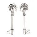 Pair of vintage seahorse key pendants in antique silver finish with detailed engravings - Antique Silver