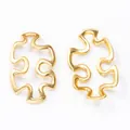 Set of two puzzle piece charms in polished gold finish for DIY jewelry making - Gold