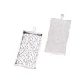 Rectangle vintage silver alloy pendant trays for DIY jewelry making and gemstones - Antique Silver