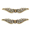 Pair of vintage zinc alloy wing spacer beads for DIY bracelet jewelry making - 52x11x4mm / Antique Bronze