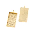 Vintage rectangle alloy DIY jewelry pendant base tray in antique gold finish - Antique Gold