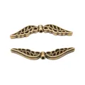 Vintage bronze alloy wing beads for DIY jewelry making with feathered texture details - 31mm / Antique Bronze