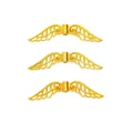 Three pieces of gold hollow wing beads made of zinc alloy for DIY jewelry crafting - 31mm / Gold