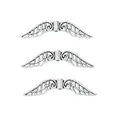 Vintage silver alloy wing spacer beads with feather details for DIY jewelry making - 31mm / Antique Silver